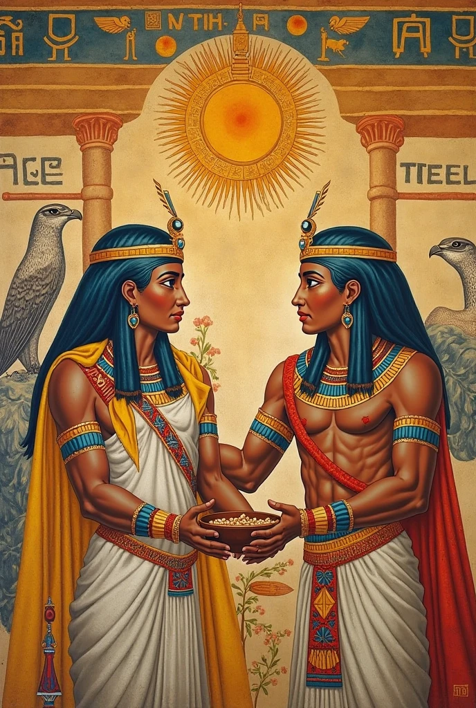 highlighting initiation into the Egyptian rite, Egito Antigo, major arcana. hieroglifos, egyptian art, egyptian gods, hermetic symbolism, (details and attention to faces and bodies in perfect rendering) in all.
