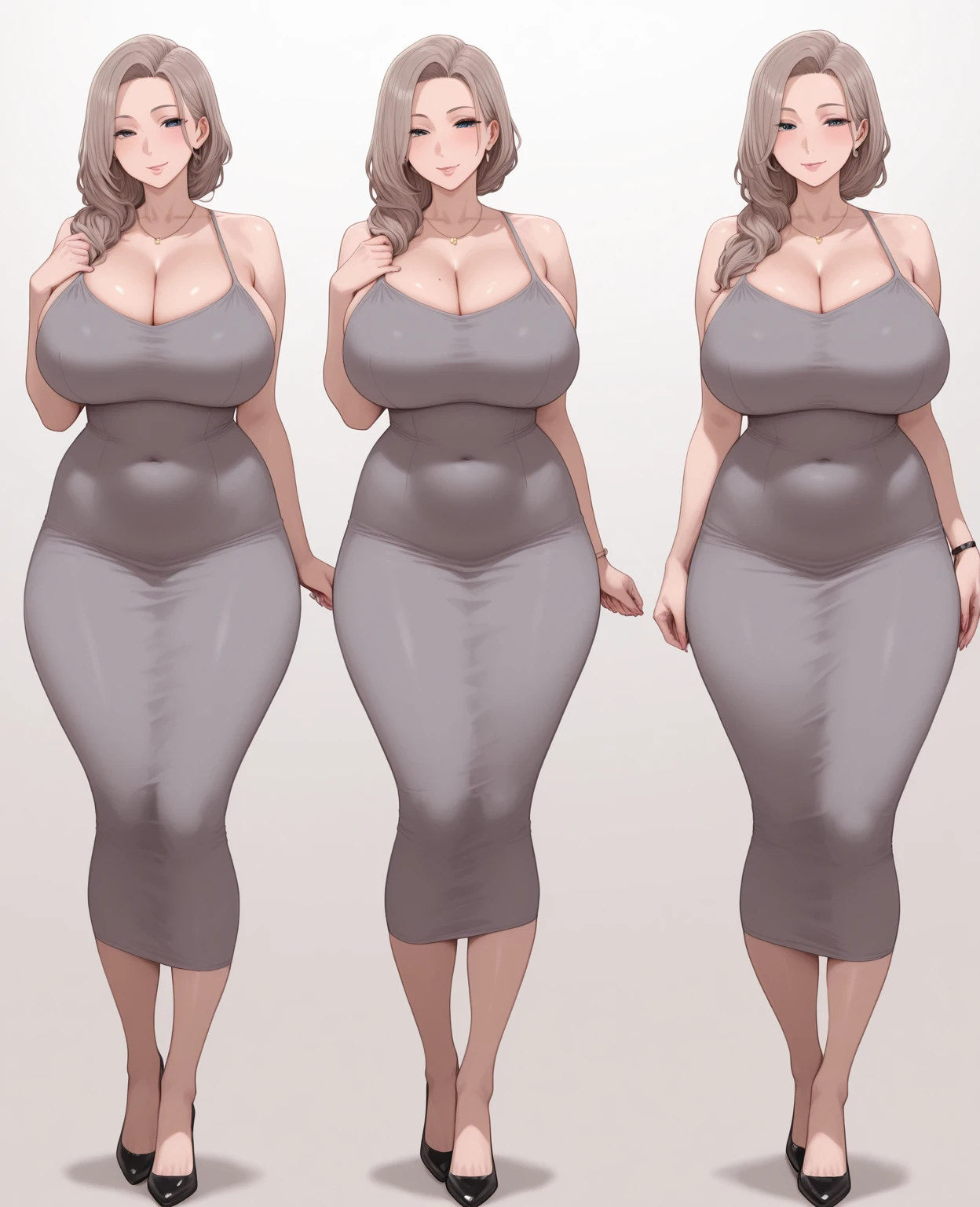 ((character concept art)), ((character design sheet, same character)),(full body view),(adult MILF), Solo, Tall stature, (voluptuous:1.3), (swimsuit), ((( huge fake breasts:7.9 ))),goddess,curly brown and gray hair
