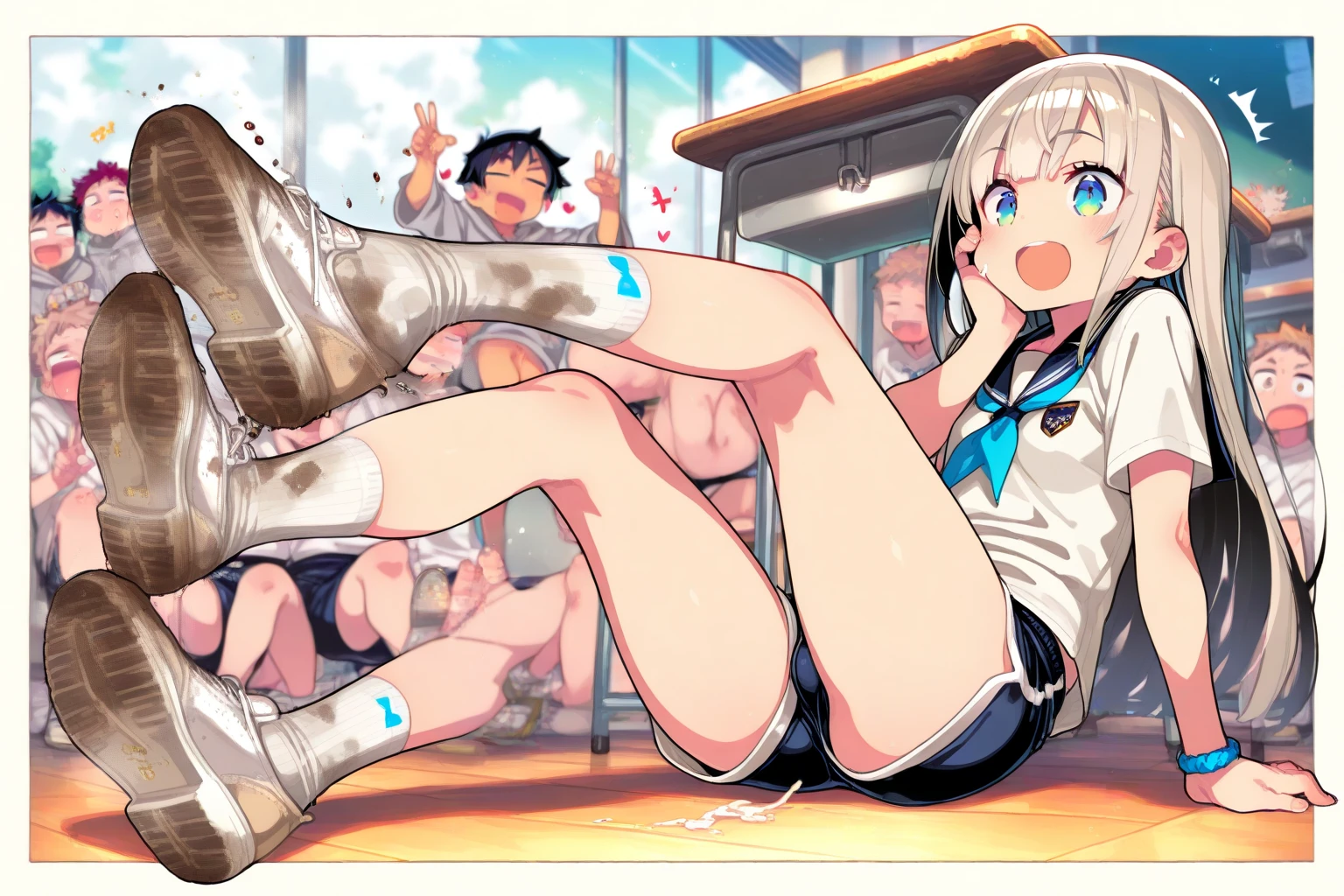 score_9, score_8_wonderful, sauce_アニメ, vaginal penis surrounded by penises massive huge breasts huge ass armpit hair wakiga pubic hair pubic hair ahegao Hololive,One Girl,alone,The Four Canatas,Hololive,Gradient Hair,Grey Hair,Blue Hair,Medium Hair,Purple eyes,star hair ornament, wallpaper 8k CG, Very detailed masterpiece, Very detailed,Three boys, muscular girl, muscular girl, Torn knee-high socks, Tight sportswear Arm muscles, Stick your butt out,Top-down Bottom-up {{{Vulgarity}}} Locker room, smelly clothes, body covered in semen, cum on face, Lots of sperm rolling eyes clenching one's teeth