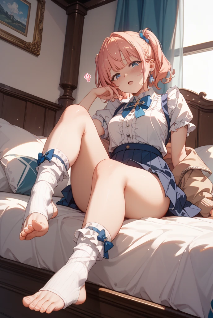 {bestquality},{{masterpiece}},{highres},extremelydetailedCG,extremelydetailed8Kwallpaper,extremelydetailedcharacter,looking at viewer,
1girl,solo, <lora:yuki2-000014:0.5>yukia,smile,blonde hair,yellow eyes, ahoge,short hair,
indoors,windows,sitting on bed, night,star \(sky\),
,full body, arms behind back, wet pantyhose,
<lora:baisiluoli:0.5>,baisixuegao,pantyhose,school uniform, bowtie,wristwatch, no shoes,sitting,crossed legs,