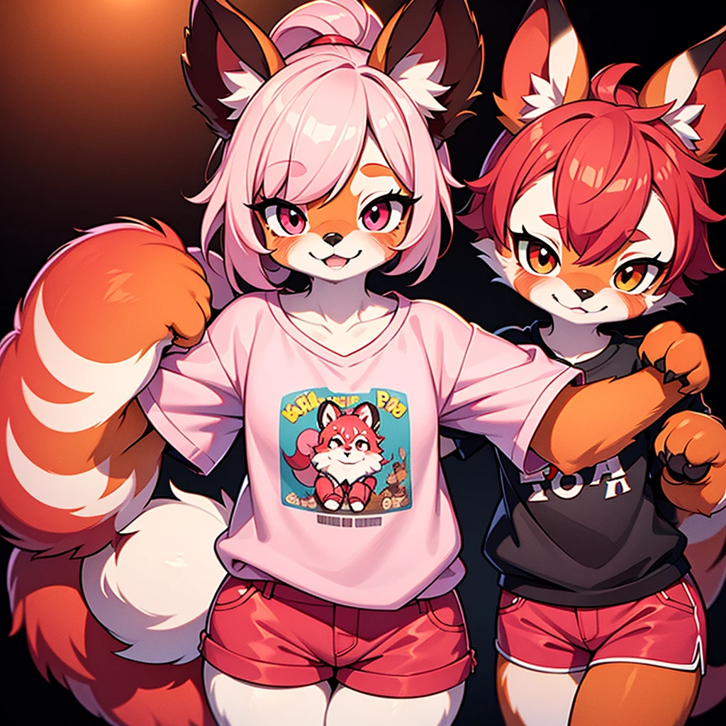 5girls, wolf and fox and tanuki and jackal and coyote, furry, bodyfur, tail, collar, topless, jeans, long pants, glove, boots, chibi, running