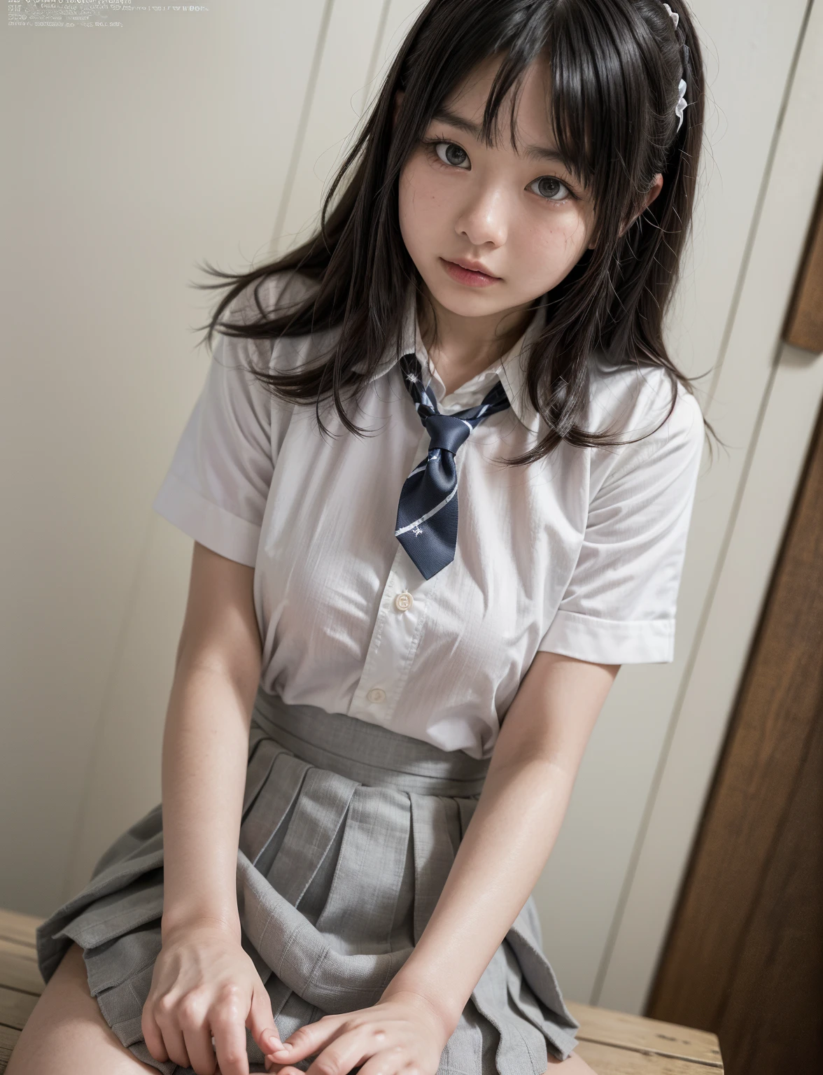 校服、knee high socks、Brown hair、Shorthair、kawaii faces、Bedroom、Tight uniform、Spread your legs apart、sexy underwear、Spread your legs boldly、Tight uniform、Mature look、plaid skirts、White shirt、neck tie、The shape of the pubic area is clearly visible、No Underwear、hi-school girl、Pubic hair is see-through