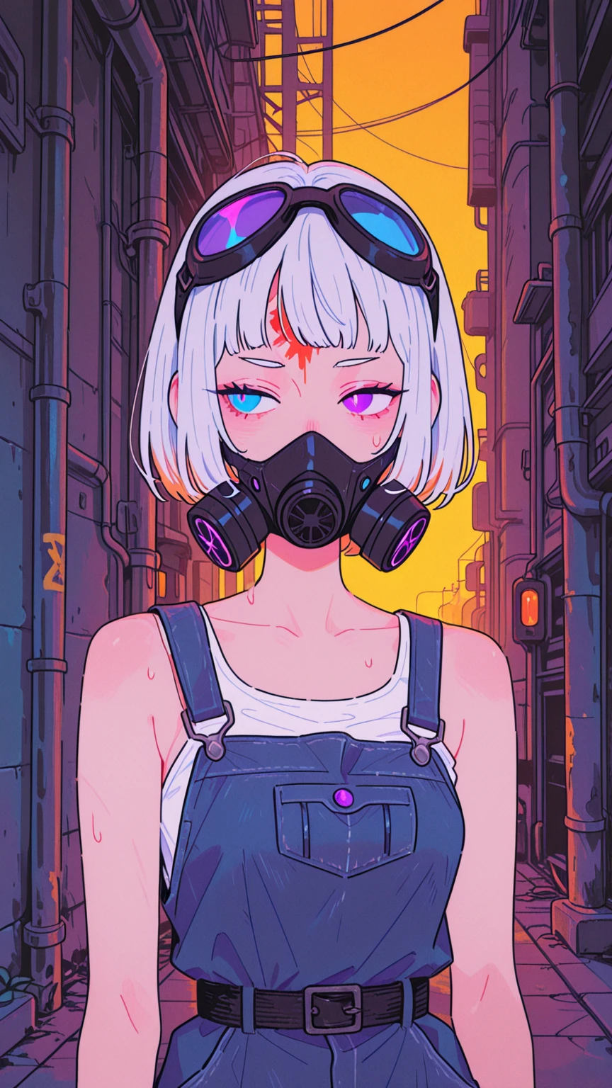 score_9, score_8_up, score_7_up, score_6_up, score_5_up, score_4_up, did vaporwave style, solo, 1girl, female, water, white background, red eyes, simple background, from side, glitching, smoke, in tatters,