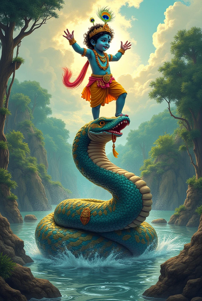 Shree krshna kaliadaman dancing on snake hood