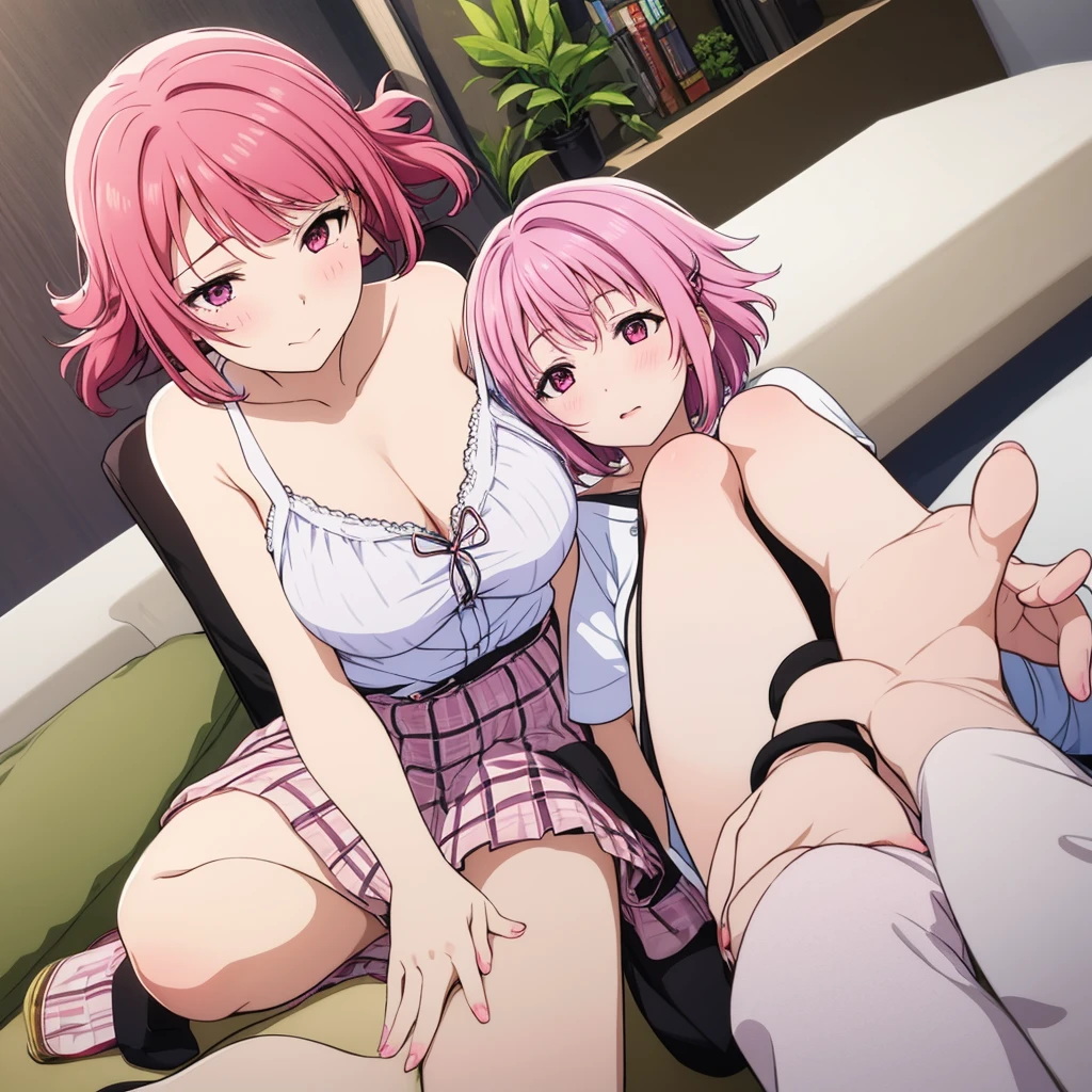 (Highest quality), (masterpiece), highly detailed, highly detailed face, 2girls, side by side, Two girls with pink hair and golden school swimsuits sleeping, Ichika with very short hair is lying on her back in bed, having sex with me in the missionary position and sleeping without noticing that I am being inseminated. Next to her is Nino with short straight hair, sleeping without noticing that semen is dripping from her vagina., Two whole bodies, She has a full head of pubic hair, Beautiful Vagina, A lot of clear love juice was spilling out from the gap between her vagina and my penis inserted in her vagina., A small cross-section of a uterus with a penis expelling semen in the background, They both have their eyes closed and are fast asleep,