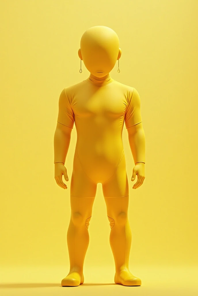 White background, yellow zentai suit, yellow full body tights