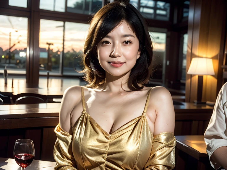 1girl,(wearing a sleeveless glittery dress:1.3),(RAW photo, best quality), (realistic, photo-realistic:1.4), masterpiece, an extremely delicate and beautiful, extremely detailed, 2k wallpaper, Amazing, finely detail, extremely detailed CG unity 8k wallpaper, ultra-detailed, highres, soft light, beautiful detailed girl, extremely detailed eyes and face, beautiful detailed nose, beautiful detailed eyes,cinematic lighting,city lights at night,perfect anatomy,smiling <lora:tabemikako_lora:0.8>,short hair
