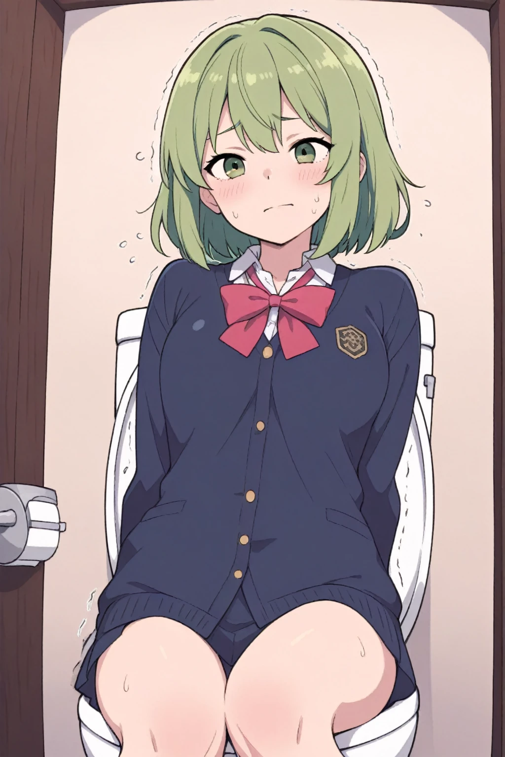 short green hair,green eyes,my eyes are full of tears,(collar),(lead)、elementary school girl、((flat chest))、very, veryとがった大きな乳首、big areola、(((sleep with your legs open in the classroom)))、naked、(((10 years old)))、lolicon、((cum in mouth))、inflate one'cheeks、(((A large amount of white love juice drips from the pussy.)))、((white semen drips from the mouth))、Puddles under the crotch、 body shape、with a big head 、thin legs、low length