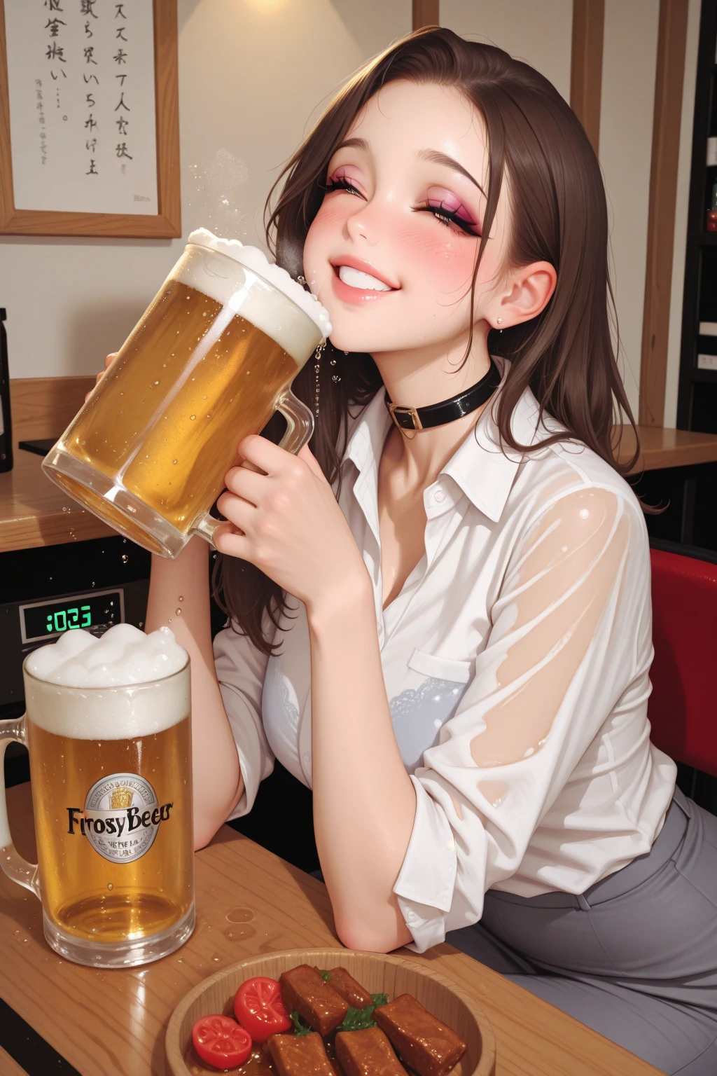There's a woman who is posing for a photo wearing a white shirt, nodded, Retrato de Sophie Mudd, cerveza madison girl portrait, soft devil queen cerveza madison, violeta myers, hermosa cara latina, cerveza madison, :: cerveza madison, brown hair and a perfect body, impresionante primer plano, cara perfecta, brown hair and big eyes, Kailee Mandel, gran belleza diferente poses, hermosa, cara de angel, bien definida y proporcionada, belleza, diosa, altadefinicion, gran calidad