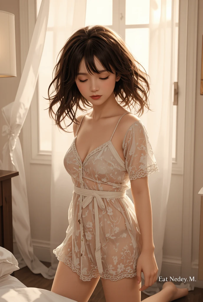 girlvn03, photographed on a Nikon Z7 II Mirrorless Camera,120mm F/4 wide-angle
best quality, masterpiece, ultra detailed, cowboy shot, flowing, 3dmm, ink sketch, color ink, ink rendering, octane render, pastels, rice paper, 1girl, beautiful detailed eyes, (alternate hairstyle), ultra detailed hair, graceful, (charming), (delicate), pretty, cute, lace dress, character in the center of the frame, rhythm, fantasy, looking at viewer, xxmix girl,sexy, seductive , messy hair, unbuttoned shirt, breasts
