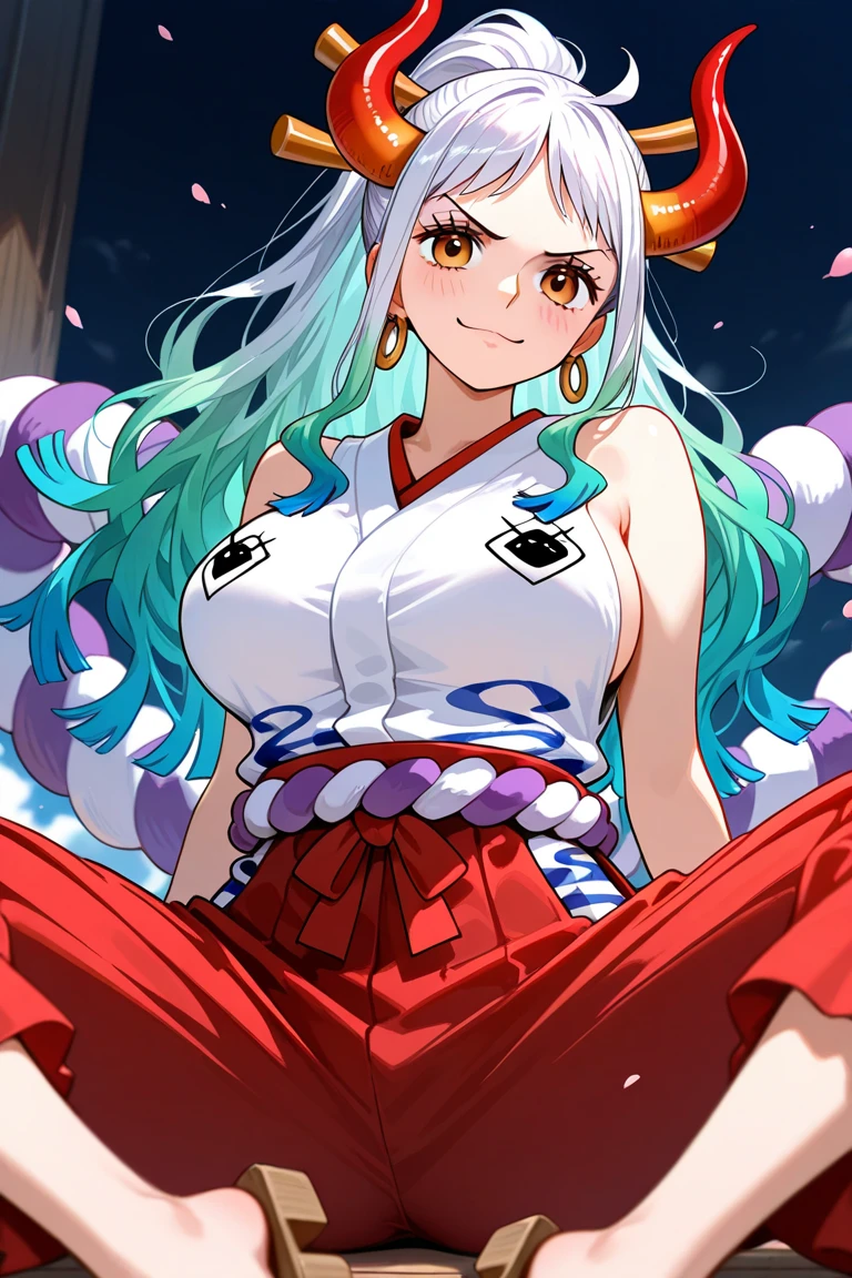 ultra realistic 8k cg, masterpiece, ((ultra detailed background, delicate pattern, intricate detail)), (highly detailed, fine details), best quality, (photorealistic:1.4),beautiful lighting,  absurdres, RAW photo, film grain, ((Big breasts, Masculine girl)), Yamato, long hair, 1girl, horns, white hair, solo, oni, red horns, curled horns, hair ornament, (multicolored horns), jewelry, earrings, japanese clothes, kimono, hair stick, sleeveless, bare shoulders, aqua hair, sidelocks, hoop earrings, hakama, smile, wide smile, ((orange eyes, Masculine girl, Big breasts)), (complex detailed background, barren land, moon, portrait, close-up),a woman in a nappy plays with a dildo in her face, 1girl, mouth mask, solo, mask, phone, object insertion, v, pussy, anal, anal object insertion, holding phone, pubic hair, cellphone, thighhighs, female pubic hair, lying, black hair, smartphone, shoes, on back, white thighhighs, sex toy, stuffed toy, anus, holding, selfie, feet, looking at viewer