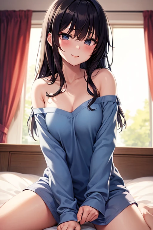 masterpiece, highest quality, High resolution,Follow the prompts、Anime Style、Brown Hair、Long Hair、blue eyes、Close your eyes and open your mouth wide、pajamas