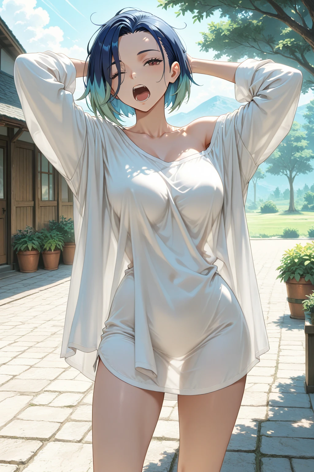 Re:Zero's Rem、light blue hair、short hair、table top、High resolution、many girls multiple girls、large crowd、lots of cute girls、big and full breasts、naughty body、See-through、throw、whole body、Are standing、confused face、blush、embarrassing、I'panic、female shape'Private parts are clearly visible、I can see your nipples、white skirt、micro mini skirt、very short skirt、Many people々々、in the crowd、bare chest、show your chest、Upper grade、A lot of milk comes out from the nipples、Breast milk gushes from the nipple、show your chest、bare chest、straw hat、white dress、sunflower field、bangs that cover one eye、pink hairpin、white sandals、have a bag of condoms、pull down pants