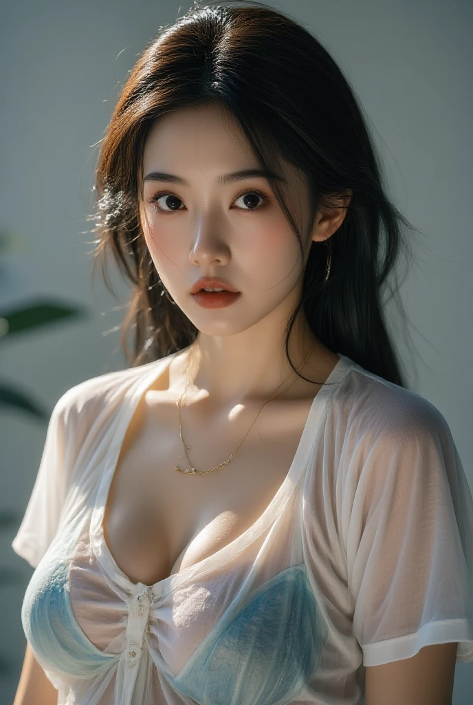 ((top quality, 8k, masterpiece: 1.3)), women (full body portrait, front, babydoll wearing, wet clothes, big breasts, cleavage), sandy beach, lying pose, sun hat,overhead camera, sharp focus: 1.2, cute women: 1.4, (((hairstyle random)), wet hair, very detailed face and skin and hair texture, detailed eyes, double eyelids, white skin, beautiful delicate nose, Cute young Japan woman, 28 years old, at a dynamic angle, is pleasing to the eye and suggestive composition, emphasizing the subject's hair, eyes, mouth and action, while exuding melancholy emotions characterized by a contrasting mix of muted tones and light and shadow,