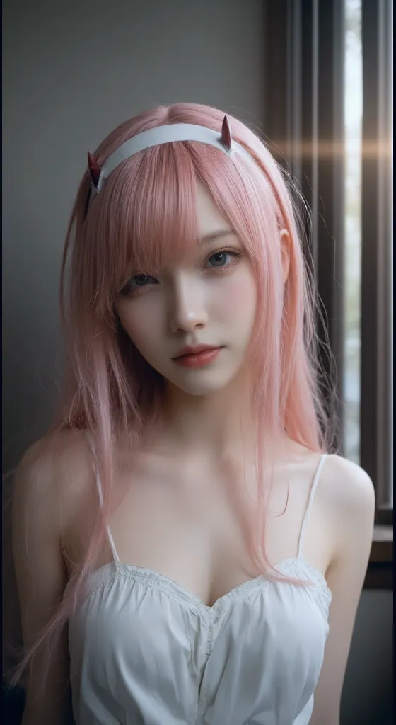 Realistic,masterpiece, best quality, (realistic,photo-realistic:1.4), (RAW photo:1.2),extremely detailed CG unity 8k wallpaper, delicate and beautiful, amazing,finely detail, official art, absurdres, incredibly absurdres, huge filesize, ultra-detailed,extremely detailed eyes and face, light on face,little smile,pink hair,green eyes,ruins background,fishnets full body