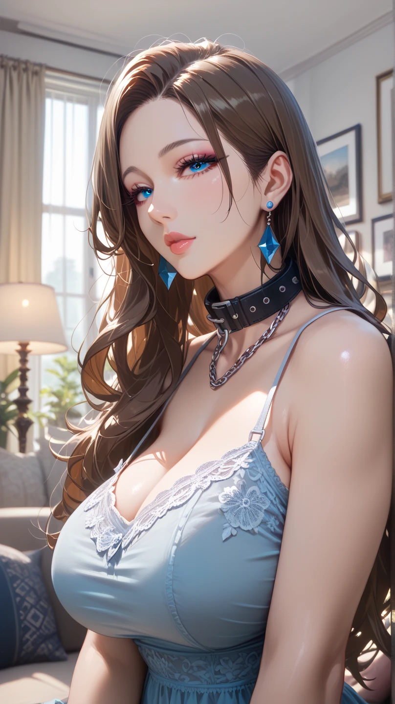 Game Art，Best image quality，Maximum resolution，8K，(A half-length photo)，(portrait)，(Head close-up)，(Rule of Thirds)，Unreal Engine 5 rendering works，20 year old girl，((Queen))，The eyes are very detailed，(Large Breasts)，Elegant and noble，Light，Light line tracing，Game CG，((3D Unreal Engine))，OC rendering reflection mode，4K，Ultra-clear，sensuous，Translucent lace，Fair and plump figure，Pretty Face，Light Gel Coat，The Queen in a luxurious dress，Crystal Gem Crown，Necklace jewelry，blue eyes，Black tattoo(whole body)，The tattoo is very three-dimensional，Gorgeous and intricate tattoo designs，Ultra-clear portrait，Sexy body，Templars，Diamond Clothes、((cowboy shot:1.5))