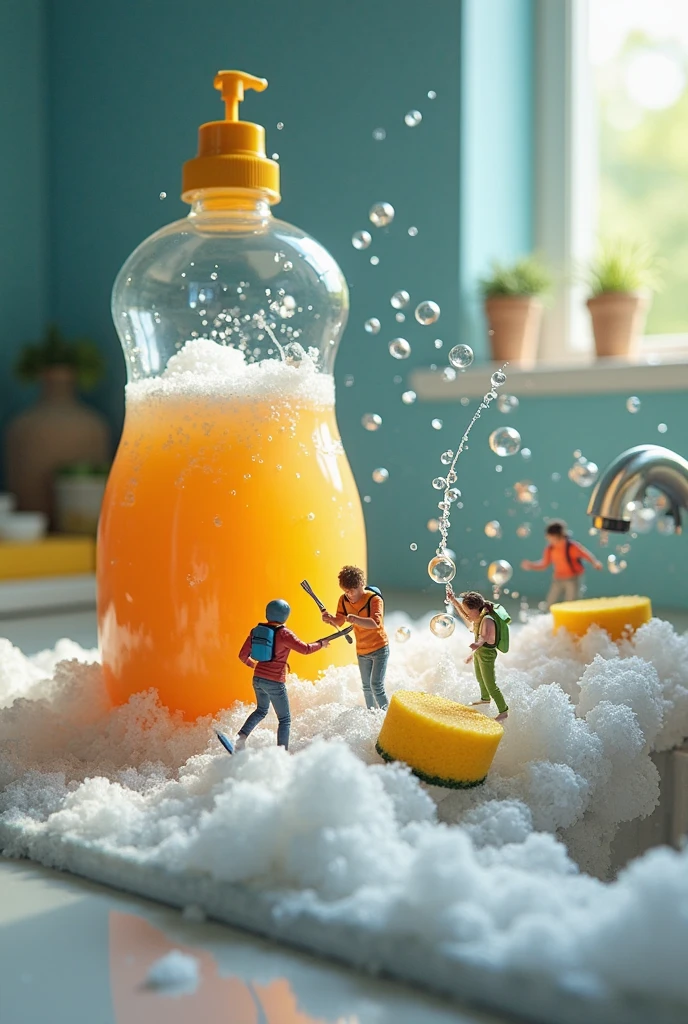 Create two sinks for children, that they are in their warehouse and there are two children washing their hands