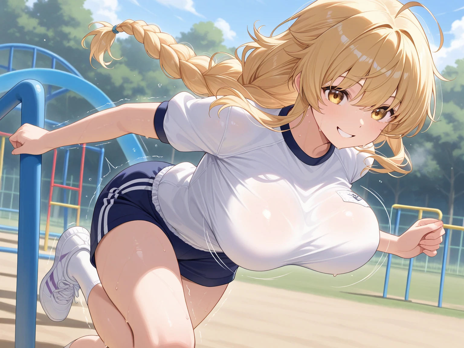 1girll,Extremely large breasts,Extremely heavy breasts,prengant,Stand on the lawn,Sports tops,hot pant