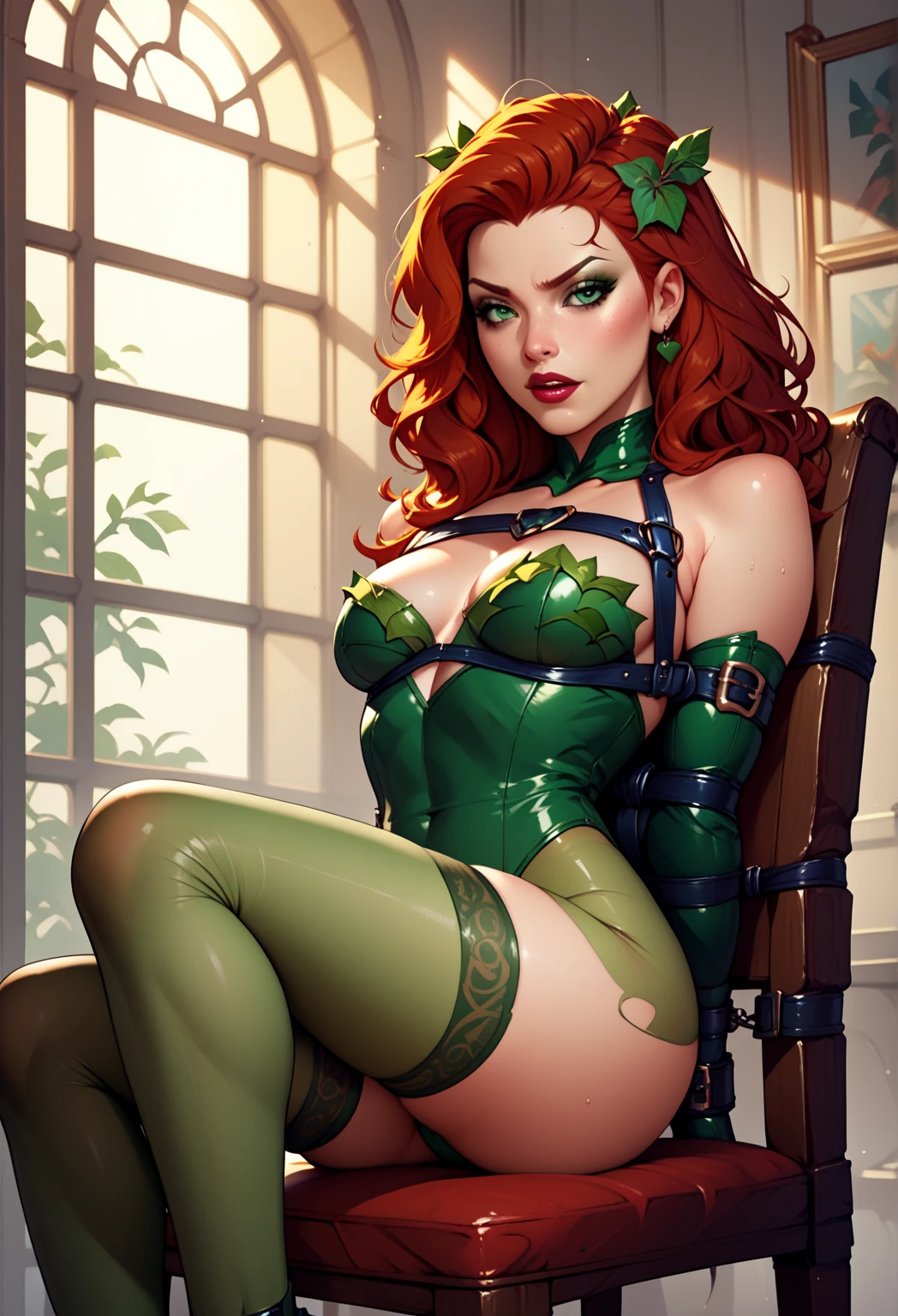 uploaded on e621, by Bayard Wu, by Thomas Benjamin Kennington, solo anthro, ((Portrait)), ((Wear a St. Patrick's Day lace dress)), St. Patrick's Day, (green lingerie), (stylish stockings, transparent stockings), (detailed Bonifasko lighting), (Detailed fur), (detailed skin), (Cinematic lighting), ((Detailed background, cozy bedroom)), (half body shadow), [ambient light on the belly], [explict content], [sharp-focus], (shaded), ((Masterpiece), blue eyes, (long curly hair:1.4), (Orange hair), Average Breasts, pectoral muscles, Fluffy pony, MLP, My Little Pony, (Pear Butter), beige skin, happy, elegant pony, (fluffy fur:1.4), fluffy tights, fluffy chest, furry fantasy art, anthro art, commission for high res, Furry art, pov furry art, Sakimichan is beautiful, Masterpiece, Best Quality, Detailed image, Bright colors, Detailed Face, perfect lighting, Perfect shadows, Perfect eyes, focus on girl, flawless face, gorgeous body, Hourglass body, shiny body, feet focus (hooves in stockings), Fluffy, fluffy girl, Body fur, Animal nose, pony muzzle, Playful look, half closed eyes, 1girl, full body, Detailed fur, Balanced coloring, ((Long curly mane, curly pony tail)), Furry, anthro, (attractive body:1.5), looking at viewer, seductive gaze, seductive posing, perfect legs, standing, curly ankles, perfect anthro anatomy, offering, sexual innuendo