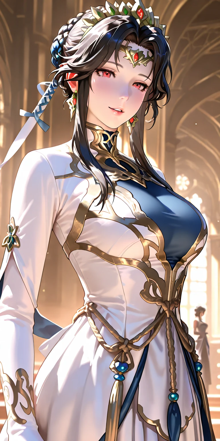 Highest quality}, {Very beautiful}, {Very detailedな}, {The best An illustration}, masterpiece,(((Skirt Lift:1.5))),((Showing off see-through micro pants:1.4)),garter belt:1.5,((Holy Knight)), Smooth breastplate, ((White Armor:1.5))、((((Extremely detailed and intricately decorated armor:1.35)))),Red Cowboy Shot,smooth udder、big 、(Golden Ratio,Tabletop, Highest quality, Highest quality, Official Art, beautifully、beautiful:1.2), Very detailed, colorful,Best details,An illustration, Great scene, (Adult,30 years old,one person's, alone, Final Fantasy 12,Asheria:1.5, Asheria:1.5, Asheria:1.5, Curly Hair:1.5, Long Hair,Brown Hair:1.2,Asheria Costume:1.5, Asheria Costume:1.5, mini skirt,Knee socks, Thighs Thighs Thighs Thighs, gem, Blue Belt,Belt number 1),Course of action, A look of contempt ,Whole body 1.5, Squat, Spread your legs,Squatting, Spread your legs, tight, Red micro mini panty,Camel Toe,