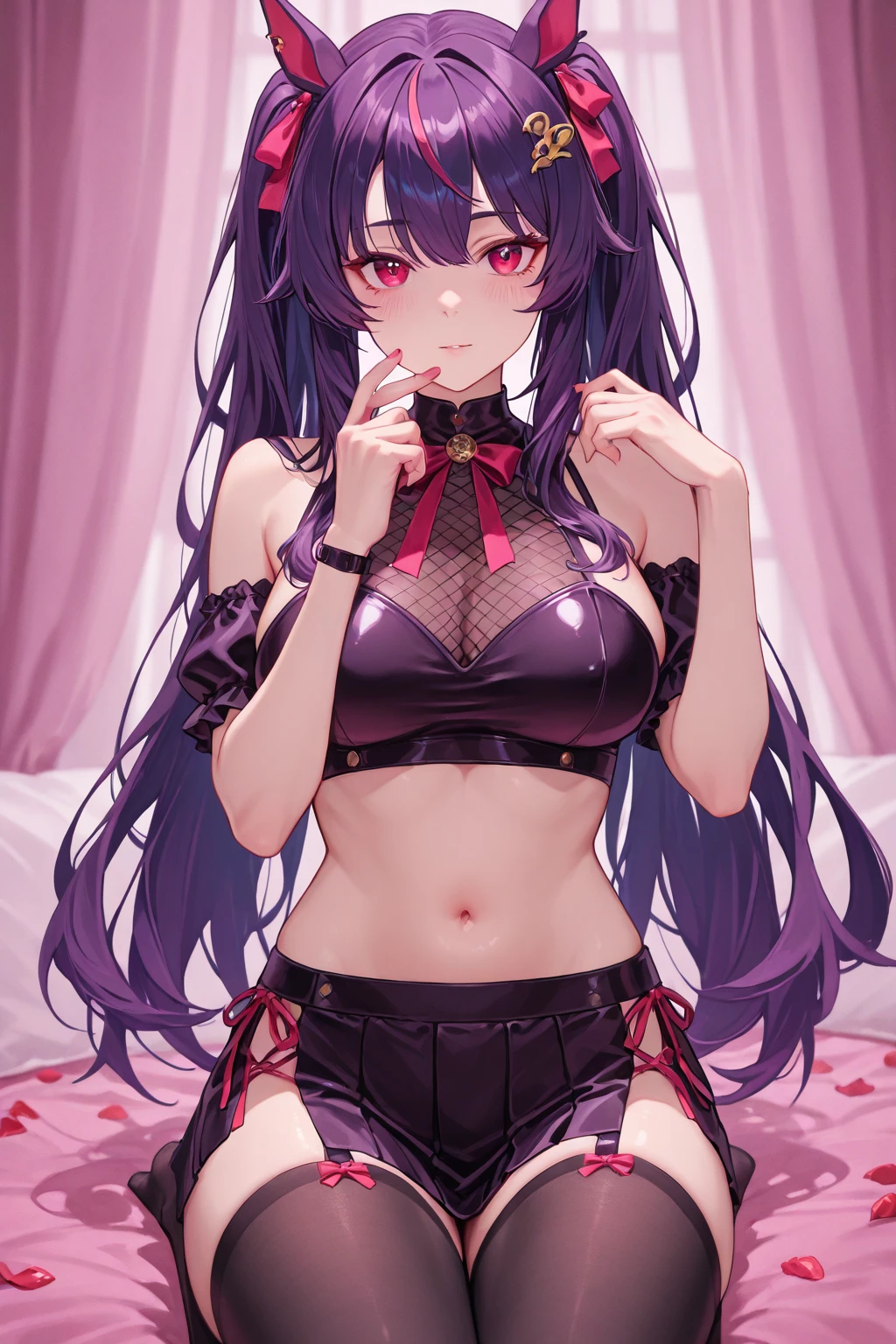 (best quality:1.2, vivid colors:1.1), ultra-detailed, portrait, lingerie, beautiful detailed underwear, striped, knees up