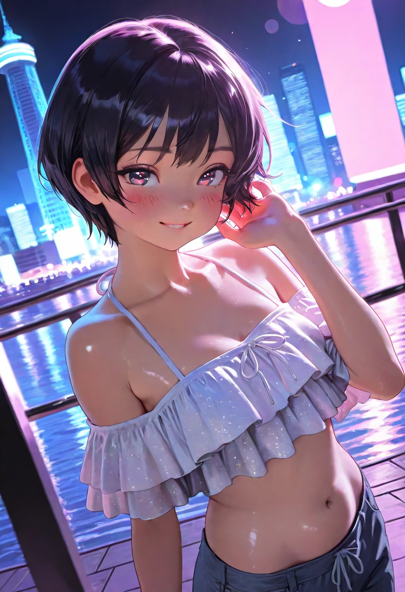 National Science Foundation,masterpiece,High resolution,8K,Art,digit,Three-dimensional,symmetrical picture,Kyoto Animation Style,your name movie style,Facing the camera,Soft Light,Glowing skin,(1 female: 1.3),(alone: 1.4),(((Black hair))),(Gorgeous,sparkly bra),Swarovski crystals on gorgeous bra,crystal necklace,crystal earrings,Long eyelashes,slender legs,Short Bob,Close-up of upper body,Close-up,close view,Colorful roses background,(Starry eyes),Blushed,shy,shy,open mouth,(((cry))),(((shed tears))),(((feel sad)))