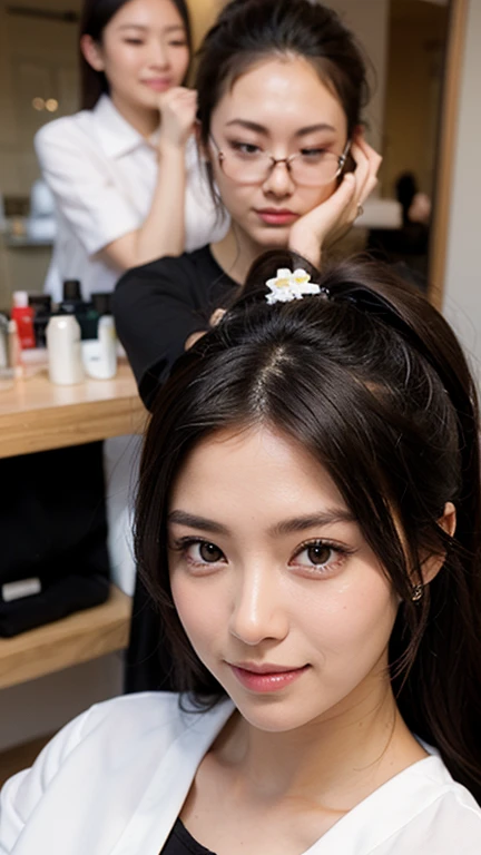 Tabletop, Highest quality, shape, Very detailed, finely, High resolution, 8k wallpaper, 完璧なダイナミックな構shape, Beautiful and exquisite,ランダムなcute髪,,Natural color lip, 20-year-old girl、cute、Looking into the camera,Always blur the background,Perfect and beautiful face,Slim face and figure,Big eyes、Putting on gal makeup,Small face,Shooting from below、smile,Blurred Background,Elegant feminine face、Cyberpunk Fashion、smile、Change pose randomly、Randomly change the shooting angle and position、Flower Field、Cyberpunk Fashion,Normal anatomy、Use a drone to take pictures from the sky