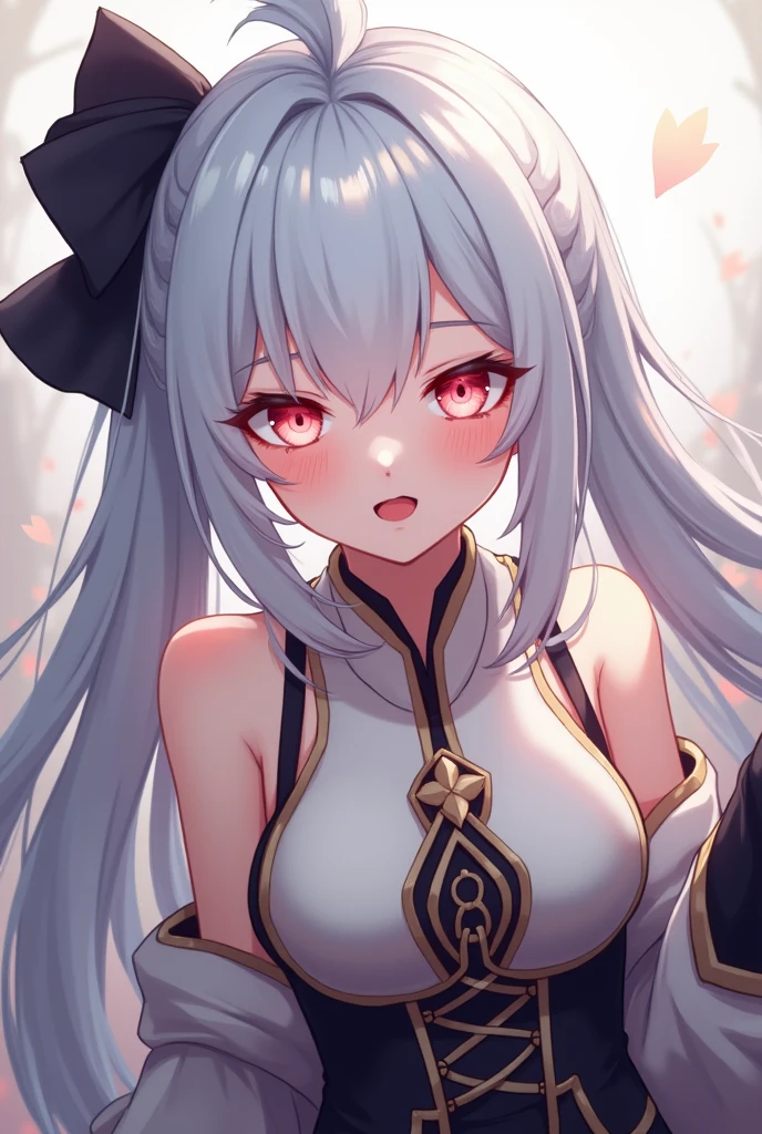 one-girl,the original god,Paimon,Large breasts,cleavage,Be red in the face,Close-up shot,sportrait,looks into camera,ssmile,