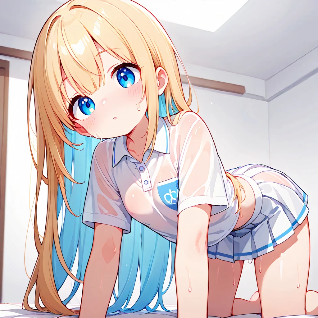 marie, blonde hair,  twintails, hair ribbon,   blue eyes, 
 smile,in aroom  
(masterpiece, best quality), naked, cowboy shot,show tits,free the nipple,show ass
