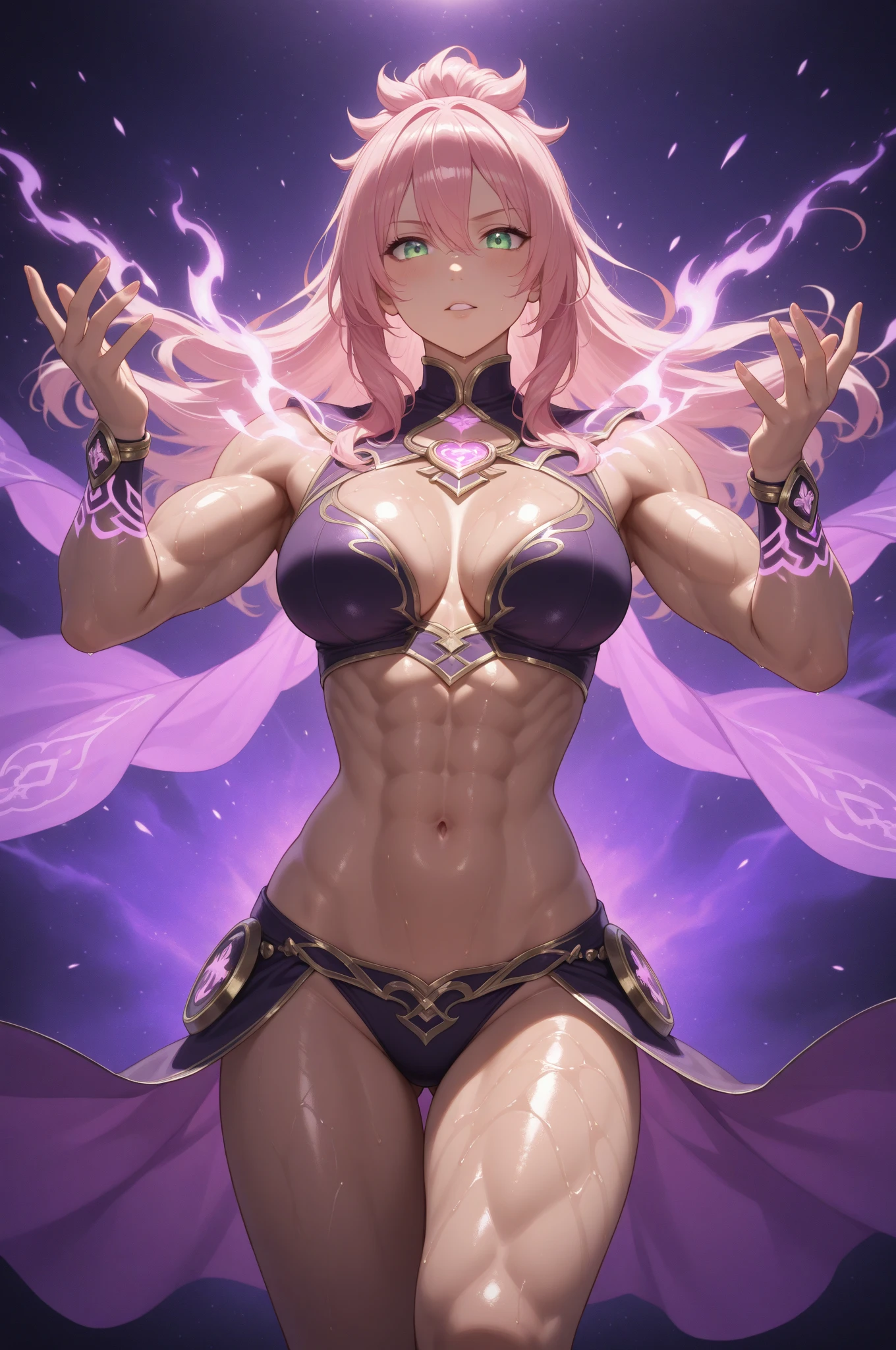 (((intricate design))) (((Top quality))) (((16K))) (((High Definition))) 16K splash art, high-res, ultra sharp, ((masterpiece)), the best quality, expressive eyes, perfect face, Super eyes, perfectly detailed anatomy, (((ripped pecs))) (((Volumetric lighting))) (((natural light))) (((dark shadows))) (((fluorescent lights))) (((1male))) (((muscular))) (((bodybuilder))) (((broad shoulders))) large bulge (((African man))) (((black skin))) (((pink shimmering fairy wings))) seductive warrior, pink curly long hair, red eyes, in the rainforest, glitter, sparkles, love signs, love potion, love symbols, flying, fairy magic, flying, glossy skin, coloured tattoos, pink earrings, pink potion, shimmer, delicate, beautiful, (((pink shimmering translucent flamboyant clothing))), pink boots, jewellery, blissful, cute, entranced, excited, scars, metallic,