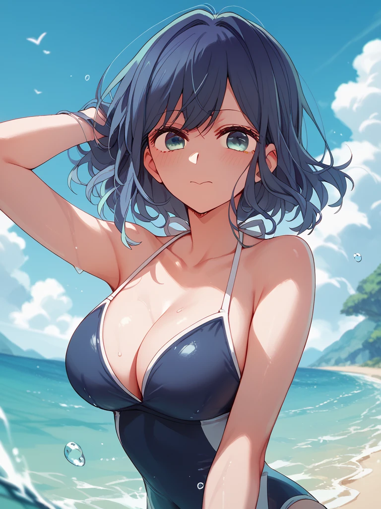 cute、Beauty、Great bust、Big Breasts、slender、Swimwear、bikini、Ocean、beautiful