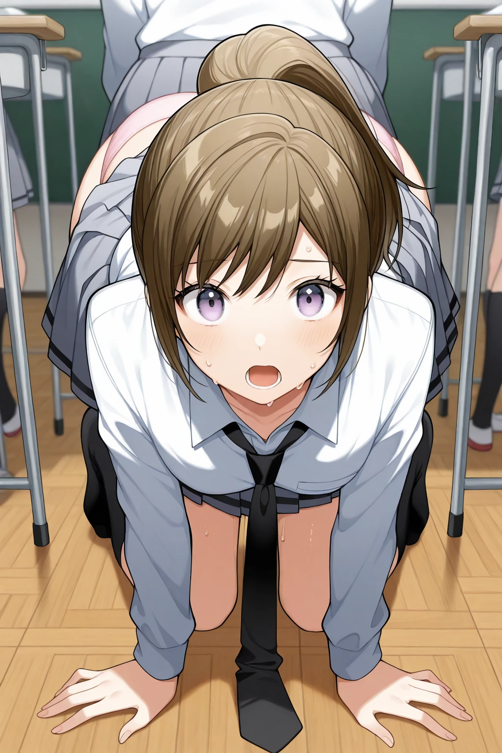 ,yui yuigahama, blush,happy,I feel,(Ecstasy) ,,Open your mouth Masterpiece, Highest quality, , 2People Girls, Sex,Sweating profusely ,Massive cumshots in mouth and pussy,Trembling,Inserting cock into pussy、1 male,Blowjob,lick,Drooling,Massive from cock,
