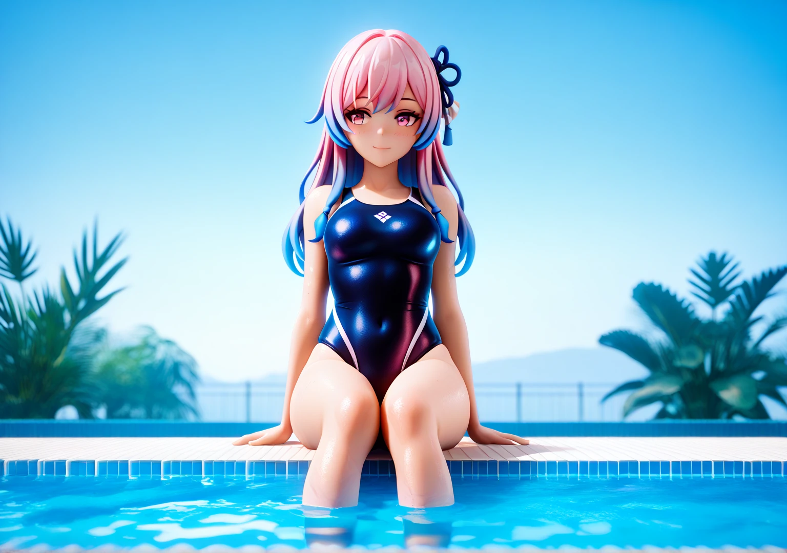 Perfect Anatomy Highest quality,Highest Resolution,(((Pink latex school swimsuit))) Tales of Phantasia Arche