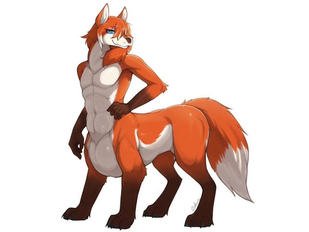 Full body tall male femboy wolf dinámic pose