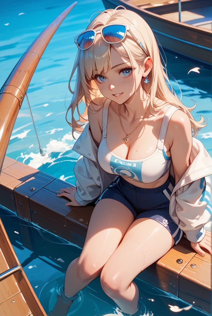 ((masterpiece)), (((best quality))), ((ultra-detailed)), ((illustration)) ,girl, boat, water surface, whirlpool, milk