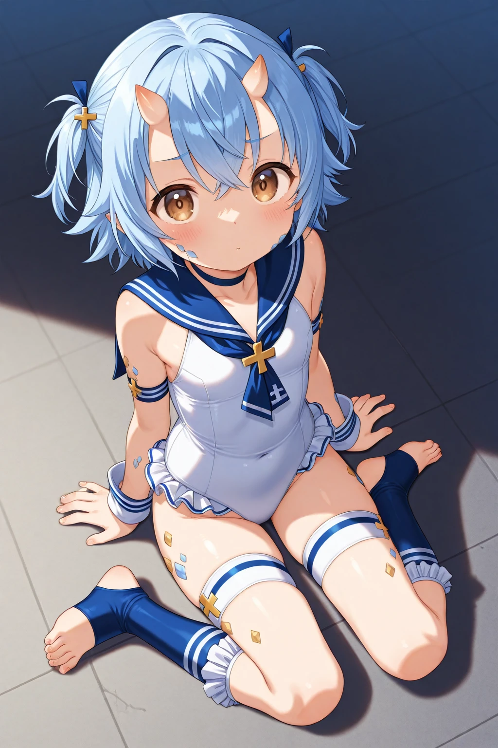 Girl praying with folded hands in a monastery'clothes are upside down 、Cute, White ruffled panties, {{{{{{Half Top}}}}}}、Blue-haired、 Medium Hair、 {{{{{{Realistic}}}}}}, {{{{{{Head out of frame}}}}}}, Thigh, {{{{{{{{{From below}}}}}}}}}, Blushing, (Open legs:1.4)、Bitten underwear、a navel、Open、NSFW、a person々and church background、 {{{{{{White liquid dripping from the crotch}}}}}}、Beautiful illustration、top-quality、超A high resolution、Professional、crouching down、 {{{{{{devil'his hand grabs my leg}}}}}}