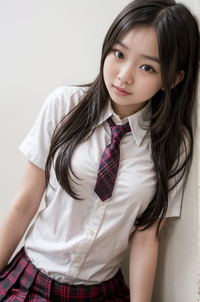 High resolution、high quality、Detailed face、Beautiful Face、cute、Young Face、Young face、high school girl、uniform、An innocent smile、whole body、Spread your legs
