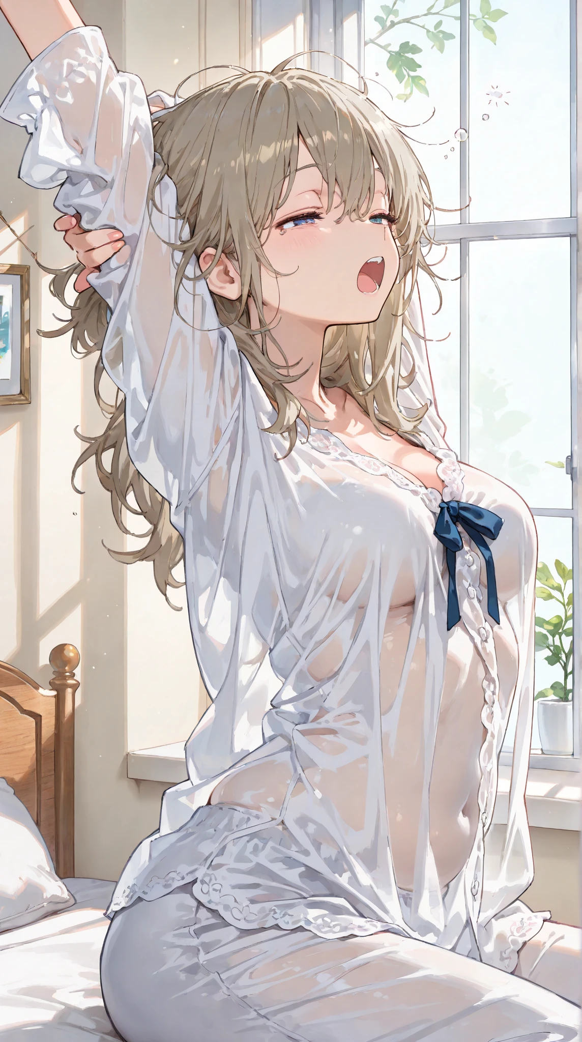 Highest quality, Super Resolution, 8k, (Delicate expression), Young face, One beautiful girl, Blonde pigtails, The perfect human body, Lift up your shirt, Small breasts, (Small breasts:1.6), The nipples and areola are pale pink., Beautiful Faces, blushing shyly, Straddle a man, Show your to your audience, She feels sexual pleasure, Heavy breathing, Sweaty bangs, Clenching teeth, Spread your legs in cowgirl position, Inserting penis into pussy, Have sex with the vagina, Photographed from an angle looking up at her, 