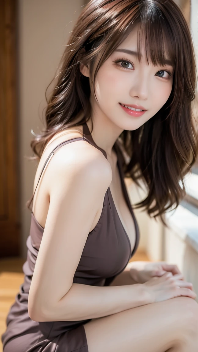 (masterpiece:1.3),(8K,photorealistic,raw photo,best quality:1.4),Japanese,(1 girl),beautiful face,(realistic face),17 years old,(black hair),beautiful hairstyle,beautiful eyes,beautiful eye details,(realistic skin),beautiful skin,attractive,high resolution,ultra-realistic,high quality,golden ratio,legs to shoulders visible,beautiful skin details,(cute:1.2),(black hair),(J-pop idol),(upper thighs:0.6),(depth of field),soft light,lens shine,gaze,(droopy eyes:1.2),straight teeth,smile,flowing hair,(blonde:1.2),brown eyes,movie scene,film,full color,4K,8K,16K,raw photo,masterpiece,professional photo,cleavage,shoulders exposed,kissing face with eyes closed,big breasts,slim body,index finger over mouth