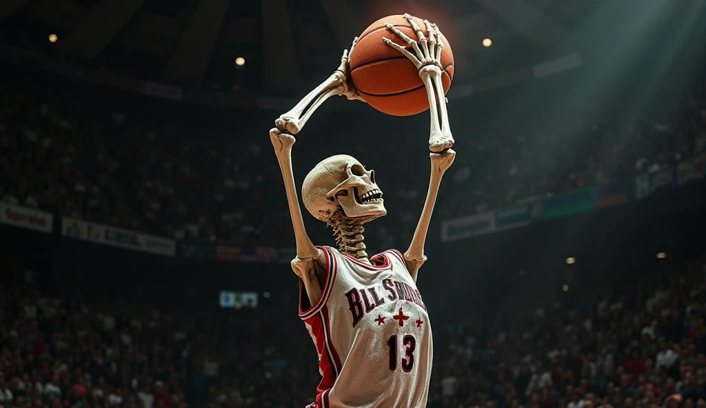 Logo for a basketball team where a skull plays basketball, This makes a mate, putting the ball in the hoop. The clothes are designed to highlight the purple and black colors.
"Las Parks"