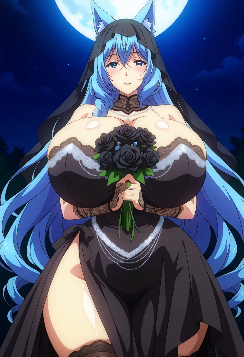 (masterpiece, best quality,anime art style:1.2),1girl, (solo), cute, kawaii,digital art,((1 princess wearing beautiful embroidery and jeweled gorgeous wedding dress with voluminous full length hoop skirt)),crinoline,((voluminous frills)),gorgeous embroidery and beautiful lace,(very gigantic ,cleavage,skindentation),((shiny hair,Bangs between eyes,voluminous straight hair,extremely Long straight Hair)),(finely detailed face and eye),smile,extremely gorgeousfull jeweled tiara,((bling-bling gorgeous gemstone jewelry)),long wedding veil,((standing in beautiful garden)),flowers,flower petals flowing,((beautiful embroidery and jeweled gorgeous wedding dress with voluminous full length hoop skirt))