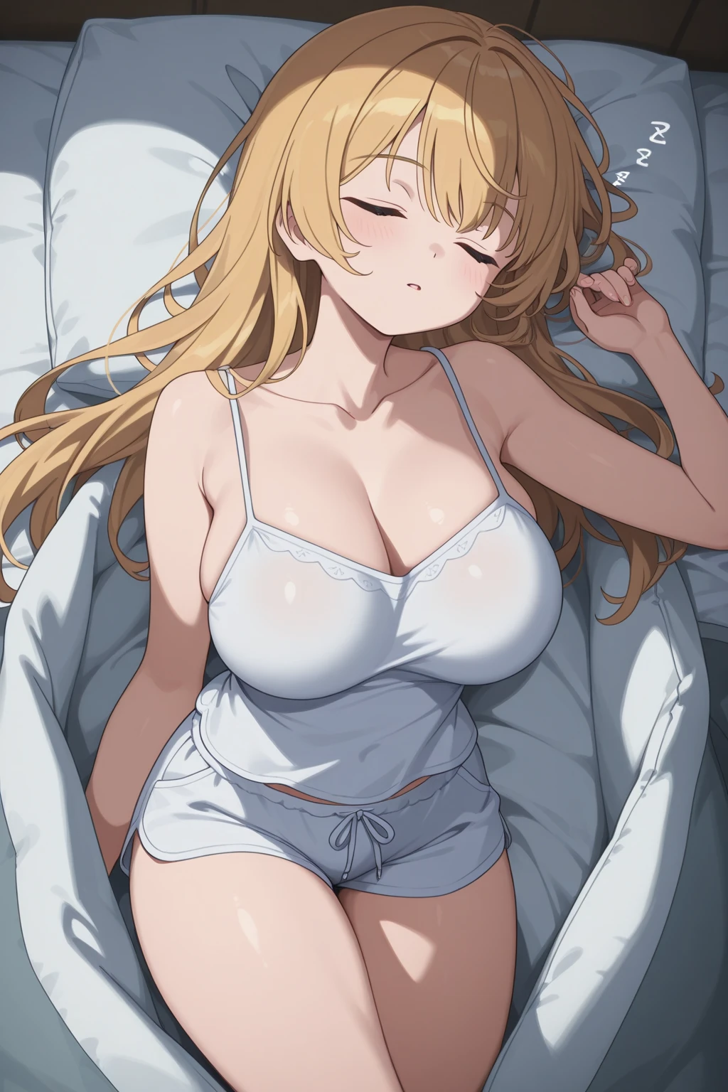 Area Yase, catalyst, yellow hair, long hair,windows,big breasts,Sleeping with your eyes closed,romantic starry sky,A meteor crosses,Light blue camisole,light blue underwear,windows,romantic starry sky,A meteor crosses,T-shirt,red underwear,sleeping in bed,night,Head枕の上に置いて寝る,Sleeping lying on your back in bed,dark room,night, break indoors, Bedroom, break (masterpiece:1.2), highest quality, High resolution, unity 8k wallpaper, (shape:0.8), highly detailed face, perfect lighting, Very detailed CG, (perfect hands, perfect anatomy),sleeping in bed,night,Head,dark room,night,
break indoors, Bedroom,
break (masterpiece:1.2), highest quality, High resolution, unity 8k wallpaper, (figure:0.8), highly detailed face, perfect lighting, Very detailed CG, (perfect hands, perfect anatomy),