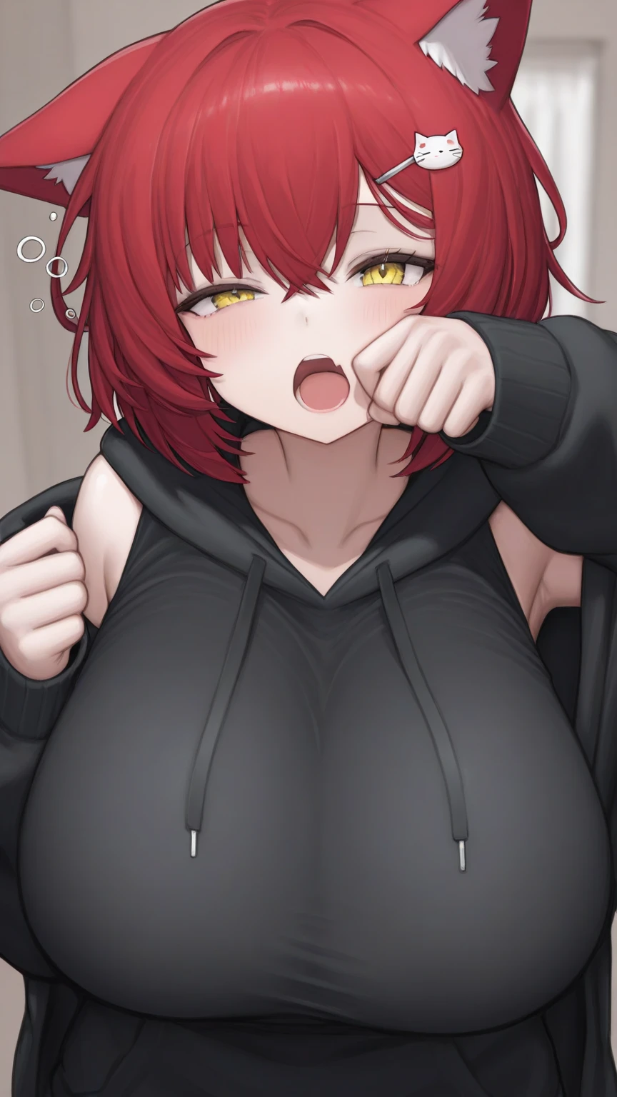 anthro anthrofied arthropod bed big breasts black body blush bodily fluids bottomless breasts cape cleavage clothed clothing female furniture genitals heart looking at viewer one eye closed pussy red eyes sitting solo steam sweat thick thighs thighs wide hips