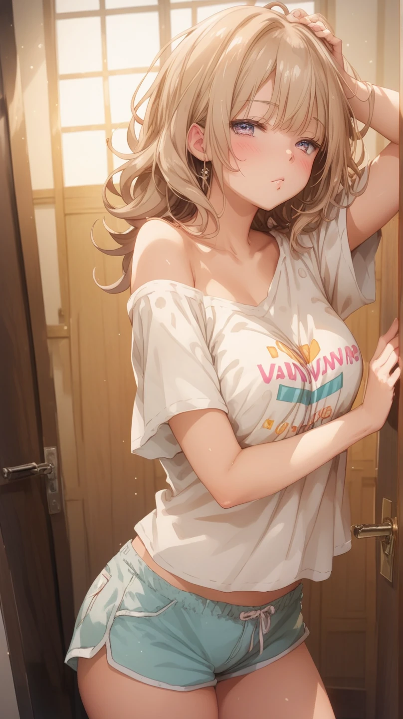 (small breasts:1.2), (perky chest:1.2), (pointed chest:1.2), (Pudding cake magazine cover:1.3),(from below:1.0),(shoot from the side:1.1),masterpiece, 1girl, Amazing Cleavage:1.1, thin waist, optimum,tmasterpiece,hight resolution,best qualtiy,hyper HD,super detailing,awardwinning,a 18yo cute girl,(The upper part of the body),anatomy correct,Beautiful Black miniskirt,garters,Gaze,Small face,bangss,holster,Beautuful Women,hands up,leg holster,Gaze,black boots,Cowboy Shot,cute face,a blond,Longhaire,Twin-tailed,Braids, Hairline,(scarlet eyes),long eyelasher,Hanging eye corners,White skin of the, ((see through camisole:1.1)), ((Sheer nipples:1.0)),Rocket Tits,(Slim body),smile,seductive weak smiling,(with sparkling eyes and a contagious smile),little open mouth, Looking at Viewer,