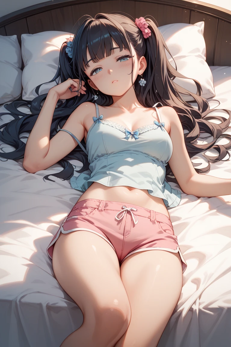 A 9 year old girl, wearing a underwear,