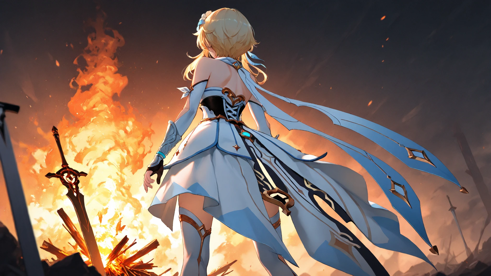 beautiful and delicate girl, clear and beautiful, Make your character the main point of view, glowing skin, female, 20 years old, Short hair, shortcut, Short hair, Beautiful and delicate glass hair, 칼을 휘두르는 female warrior 포즈, 크고 colorful swords, weapon, Attack moves to defeat enemies, full body pose, two handed sword, big knife, colorful swords ((greek costume, 2 Costume colors, white background, Red 패턴)) ((Clothes color White background, Red 패턴)) ((Double color, White, Red)) ((Use only two colors of clothing, White, Red))beautiful and delicate eyes, purple eyes, moderate chest, real skin texture, Very nice 8KCG wallpaper, Very cool 8K CG wallpaper, Watercolor (middle), female warrior, light orange hair, (((upper body cut))), (((Cat's ears dark 보라색))), (((dark, dark 밤, midnight))) (((nature background, mountain, wood))), ((outdoors)) Dynamic fighting stance with a sword, I can see my whole body, angle seen from a distance, Zoom out, 신foot, foot, Make your whole body visible