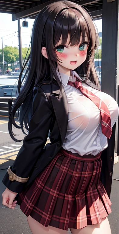 best quality,1girl,((big breasts:1.3)),orgasm,blush,sweat,steam,((heart-shaped pupils:1.3)),Mizuki Yukikaze, hair ribbon, white shirt, short sleeves, pleated skirt, blue skirt, white thighhighs,mini skirt,lift skirt,upskirt,white panties,lace panties,crowd,park,clothes tug,skirt tug,wind,wind lift,garden,erect nipples,see through