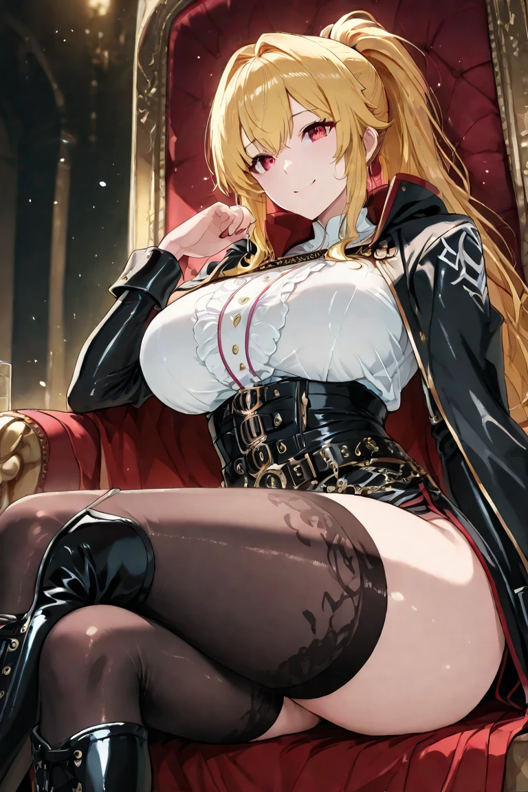 (dynamic angle:1.3, front view:1.1, breast focus:1.3, from above:1.1), (dynamic posing:1.2, sexy posing:1.2), (seductive smiling:1.3), ((looking at cake,Taking a cake out of the golden oven, worried about the outcome:1.2)),highest quality、(real、photorealistic:1.4),(ultra high resolution, 8K RAW photo, clear focus), best qualtiy, natural lighting, field depth, (Bright pupils, detailed beautiful eyes, high detailed face), Red lip, (tight focus:1.2), a girl 22yo old, Wearing a pastry chef uniform:1.3 , Thicc, thin breast, long hair, blue eyes,garter stocking, cleavage:1.2, midriff, black shorts, black thighhighs, thigh strap, pretty girl, (highly detailed beautiful face and eyes,firm breasts),real skin,((black,hair,long pony tail hair)),thin pubic hair,cute,lovely, detailed eyes,(double breasted:1.0,under bust:1.0),(with sparkling eyes and a contagious smile),open mouth, Looking at Viewer,A scene of cooking in the kitchen,looking at the golden oven

