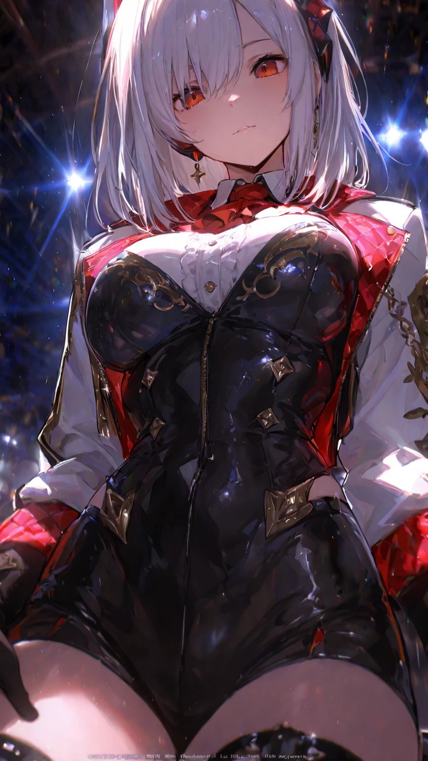 girls front, animation, very beautiful detailed anime face and eyes, realistic, full body, focus on eyes, beautiful detailed full body, petite girl, baby, long hair, messy hair, crying bangs, disheveled hair, ahoge, delicate face rain, baby face, nice big eyes, flat_chest, blue eyes, boots, black clothes, ground space, floating, divine light, absurd, Art book, highly detailed 8K wallpaper, very precise detail, Dutch angle, (laughter), big two cat ears, white hair, breasts are big, absolute area, skirt, left hand on chest, perfect ultimate invincible idol, embarrassed, goth loli, upper eyes, good style, big eyes, eyes are beautiful, high quality, 4k, white hair, idol, background is fantastic, front painting, portrait alone, Focus on the eyes, Upper eyes, Embarrassed, Shy, Eyes hanging eyes, Thighs, Pure white dress, Eight-headed, Angry, Cool, Stylish, Angle of pull, Face slightly above the center of the screen, No pants, Skirt can be seen but not visible, Legs are plump, Navel is visible, One face, Ponytail, Norse mythology, Many ribbons, Hands behind