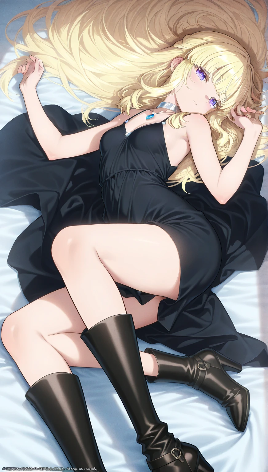 masterpiece, best quality, full body, barefoot, solo, female, big breast, ultra high res, photo, 4k, (photorealistic), absurdres, ((Reclined on pillow on bed))(( Alice, from disney alice in wonderland animated movie serieeautiful face)) ((long straight blonde hair)) ((very huge breasts)) (perfect slim body) ((wears blue tiny string transparent lingerie, garterbelt)) ((choker, head band)) ((posing on giant bedroom)) (high definition, dynamic lights and shadows) ((masterpiece)) (8k) (perfect face) (best quality) (perfect hands)